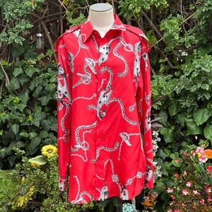 Burberry Red Chain Patterned Shirt Sz.6